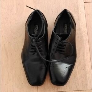 Stacy Adams boy's dress shoes black lace up square toe